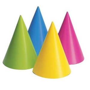 Club Pack of 192 Assorted Neon Colors Paper Birthday Party Hats - All