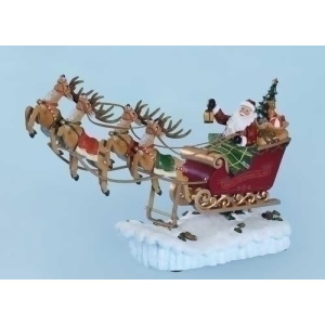 15 Amusements Musical We Wish You A Merry Christmas Rocking Santa and Sleigh Decoration - All