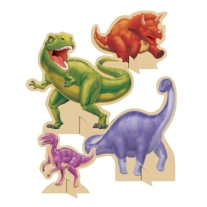 Club Pack of 12 Multi-Colored Dino Blast Cutouts and Standup Centerpieces Sets 12 - All