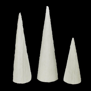 Set of 3 Sparkling White Glittered and Iced Table Top Nesting Cone Christmas Trees - All