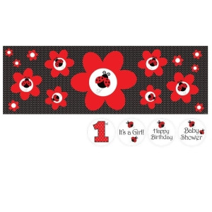 Pack of 6 Red Black and White Ladybug Fancy Giant Party Banners With Sticker Messages 65 - All