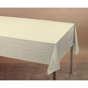 Pack of 6 Elegant Ivory Disposable Tissue/Poly Banquet Party Tablecovers 9' - All