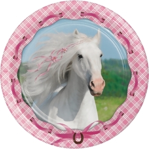 Club Pack of 96 Pink Heart My Horse Paper Luncheon Party Plates 7 - All