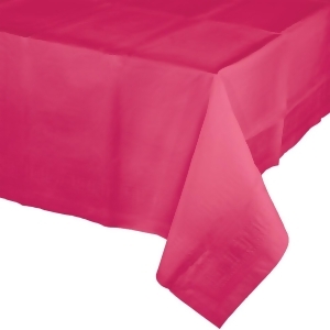 Pack of 6 Hot Magenta Pink Disposable Tissue/Poly Banquet Party Tablecovers 9' - All