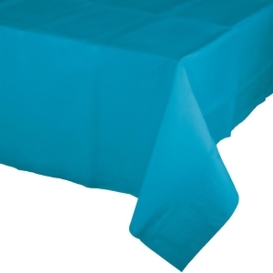 Pack of 6 Tropical Turquoise Blue Disposable Tissue/Poly Banquet Party Tablecovers 9' - All