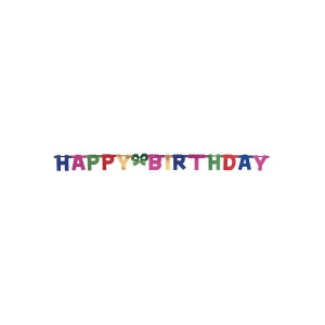 Club Pack of 12 Large Happy Birthday Multicolored Jointed Banners With Green Bow 7' - All
