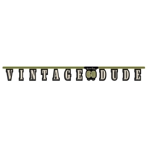 Club Pack of 12 Olive Green and Black Vintage Dude Large Jointed Party Banners 5.5' - All