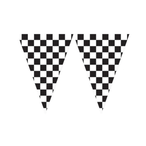 Pack of 6 Race Day Black White Checkered Giant Flag Party Banners 20' - All