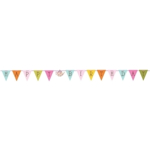 Pack of 6 Multi-Colored Tea Time Happy Birthday Flag Ribbon Party Banners 7' - All