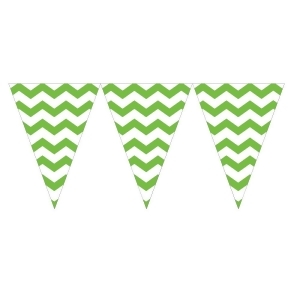 Club Pack of 24 Fresh Lime Green Chevron Striped Paper Flag Party Banners 9' - All