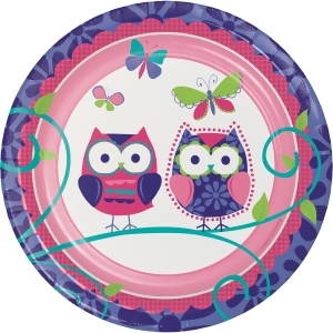 Club Pack of 96 Pink and Purple Owl Pal Birthday Paper Luncheon Party Plates 7 - All