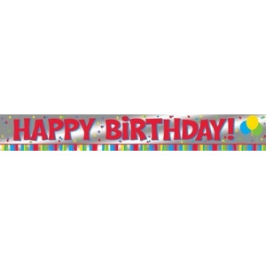 Club Pack of 24 Multi Colored Happy Birthday Foil Party Decoration Banner 6' - All