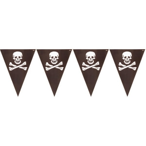 Club Pack of 12 Jointed Black and White Buried Treasure Flag Banners With Skulls and Crossbones 12' - All