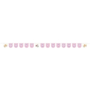 Pack of 6 Pink and Purple Happi Woodland Girl Happy Birthday Ribbon Party Banners 7' - All