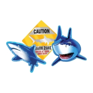 Club Pack of 36 Blue and Yellow Shark Splash Themed Cutout Hanging Party Decorations 11 - All