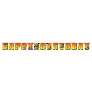 Club Pack of 12 Large Happy Birthday Dino Blast Jointed Party Decoration Banner - All