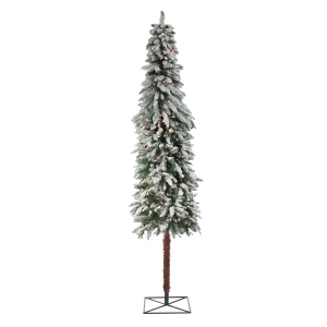 7' Pre-Lit Flocked Alpine Artificial Christmas Tree Clear Lights - All