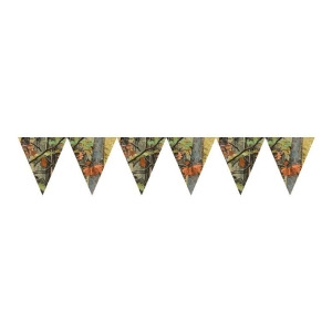 Pack of 6 Orange Green Yellow and Gray Hunting Camo Flag Banners With Trees and Leaves 10' - All