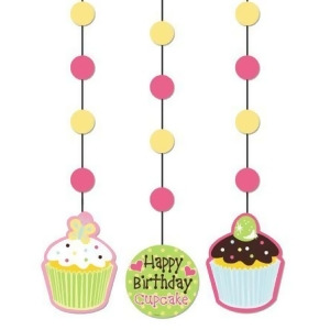 Club Pack of 18 Pink Yellow Sweet Treats Happy Birthday Hanging Cutout Party Decorations 36 - All