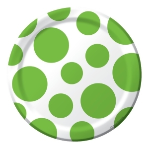Club Pack of 192 Chevron Dots Fresh Lime Round Lunch Disposable Party Plates 7 - All