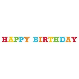 Pack of 6 Die Cut Multi Colored Happy Birthday Dots Ribbon Hanging Party Banner - All