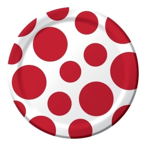 Club Pack of 192 Chevron Dots Classic Red Round Lunch Disposable Party Plates 7 - All