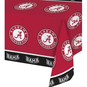 Club Pack of 12 Red and Black Univ of Alabama Ncaa Disposable Plastic Banquet Party Table Covers 108 - All