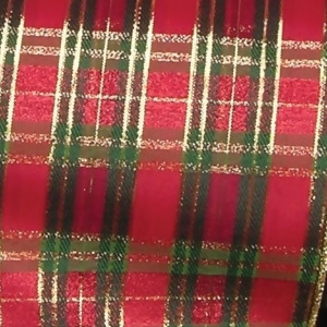 Red Green and Gold Christmas Tartan Wired Craft Ribbon 6 x 20 Yards - All