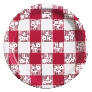 Club Pack of 300 Red Gingham Disposable Floral Paper Party Dinner Plates 9 - All