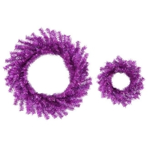 Set of 2 Sparkling Purple Artificial Christmas Wreaths 10 18 Unlit - All