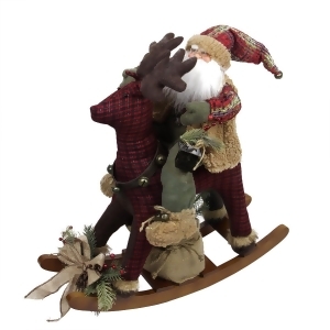25 Country Rustic Santa Claus on Plaid Rocking Horse Christmas Figure - All