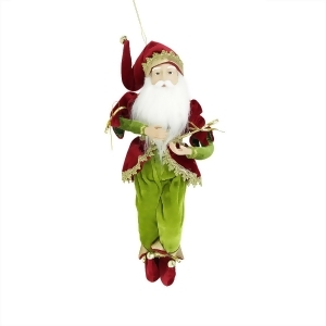 18 Enchanted Red Gold and Green Poseable Whimsical Christmas Elf King Figure - All