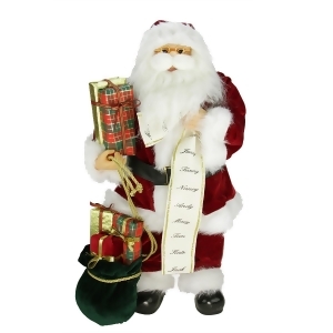 24 Traditional Standing Santa Claus Christmas Figure with Name List and Gift Bag - All