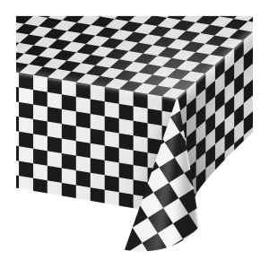 Club Pack of 12 Black Check Disposable Plastic Picnic Party Table Covers 108 - All