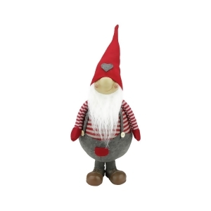 15 Red and Grey Striped Standing Chubby Santa Gnome Table Top Christmas Figure - All