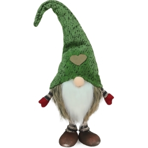 11.5 Green and Brown Striped Standing Chubby Santa Gnome Table Top Christmas Figure - All