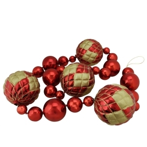 6' Oversized Shatterproof Shiny Red Christmas Ball Garland with Gold Glitter Accents - All
