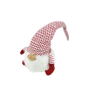 14.75 Red and White Cheerful Charlie Sitting Chubby Santa Gnome Table Top Christmas Figure - All