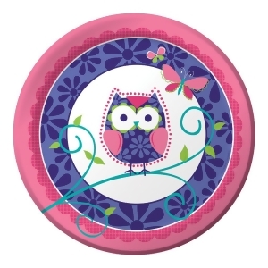 Club Pack of 96 Owl Pal Birthday Girl Disposable Paper Premium Strength Party Dinner Plates 9 - All