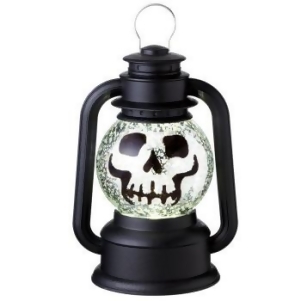 9.5 Black Speckled Skeleton Lighted Glitterdome Lantern Table Top Halloween Decoration - All