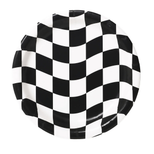 Club Pack of 96 Black and White Check Disposable Paper Party Dinner Plates 9 - All