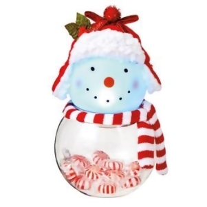 8.5 Battery Operated Snowman Touch Activated Color Changing Led Lighted Glass Candy Jar - All