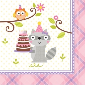Club Pack of 192 Happi Woodland- Girl Premium 3-Ply Disposable Party Beverage Napkins 5 - All
