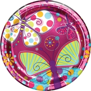 Club Pack of 96 Butterfly Sparkle Disposable Foil Paper Premium Strength Party Dinner Plates 9 - All