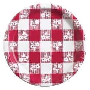 Club Pack of 300 Red Gingham Disposable Paper Party Luncheon Plates 7 - All