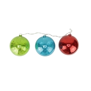 Set of 3 Lighted Multi-Color Mercury Glass Finish Ball Christmas Ornaments Clear Lights - All