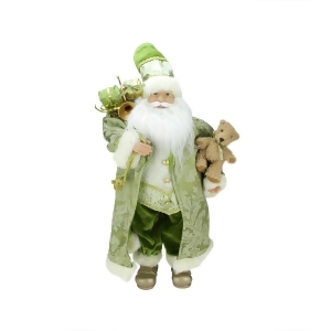 24 St. Patrick's Irish Standing Santa Claus Christmas Figure with Teddy Bear and Gift Bag - All