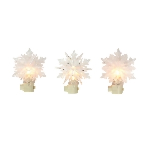Set of 3 Icy Crystal Decorative Clear Snowflake Christmas Night Lights 5.75 - All