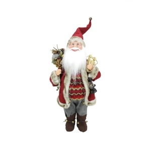 18 Bundled Up Standing Santa Claus Christmas Figure with Snow Sled and Lantern - All