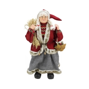 23.5 Old World Standing Mrs. Claus Christmas Figure with Basket and Hay - All